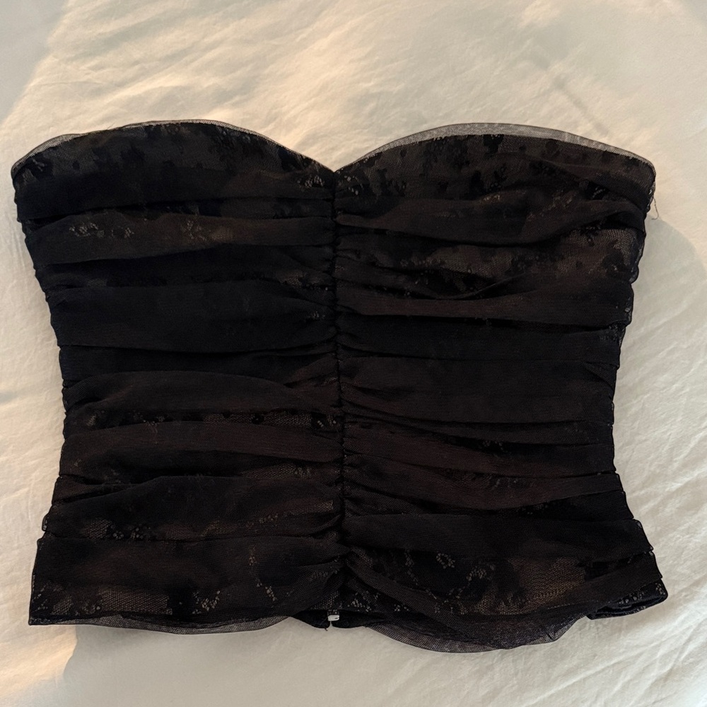 BCBGMaxAzria Black Strapless Top